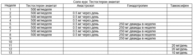тестостерона энантат курс схема приема